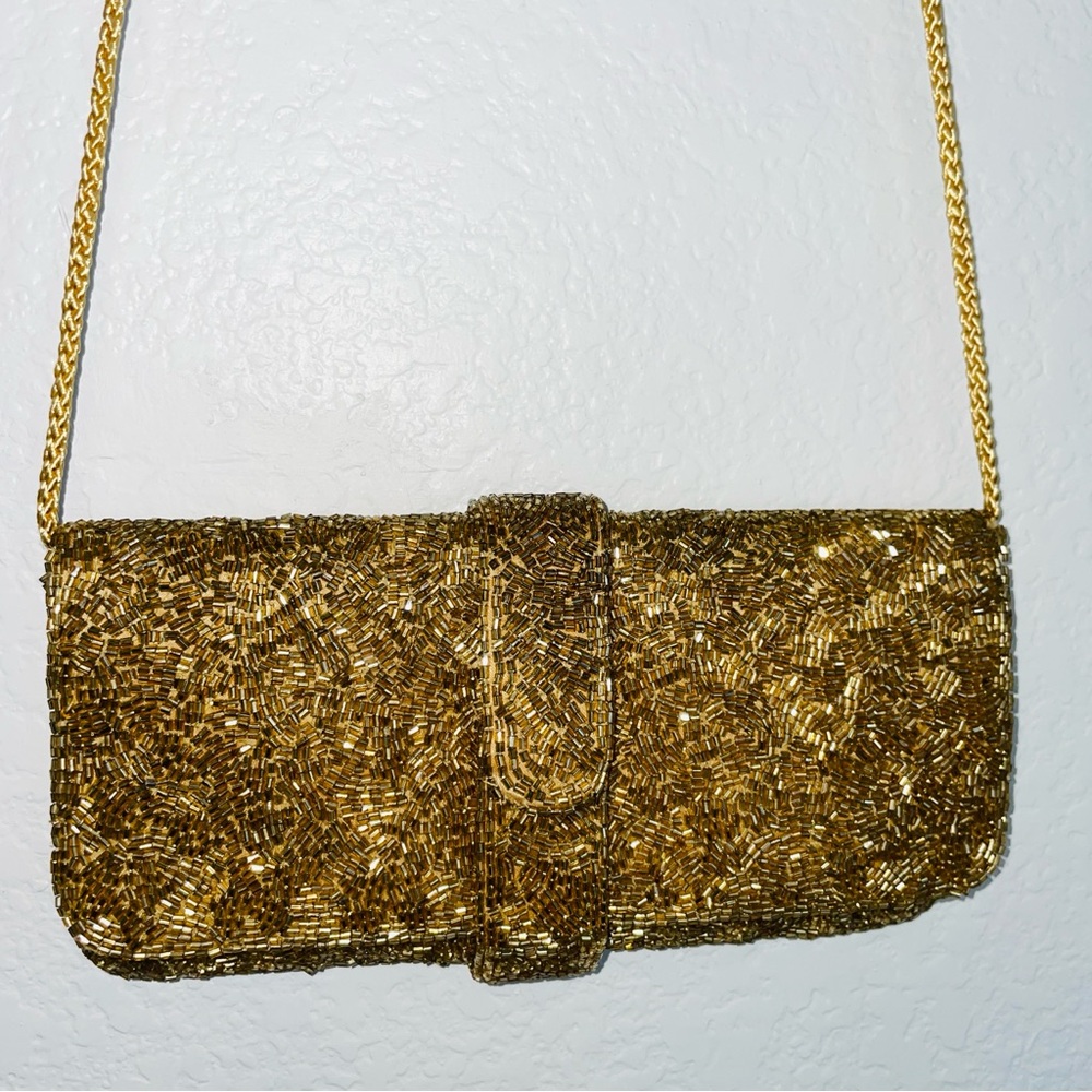 Valerie Stevens Gold Beaded Clutch